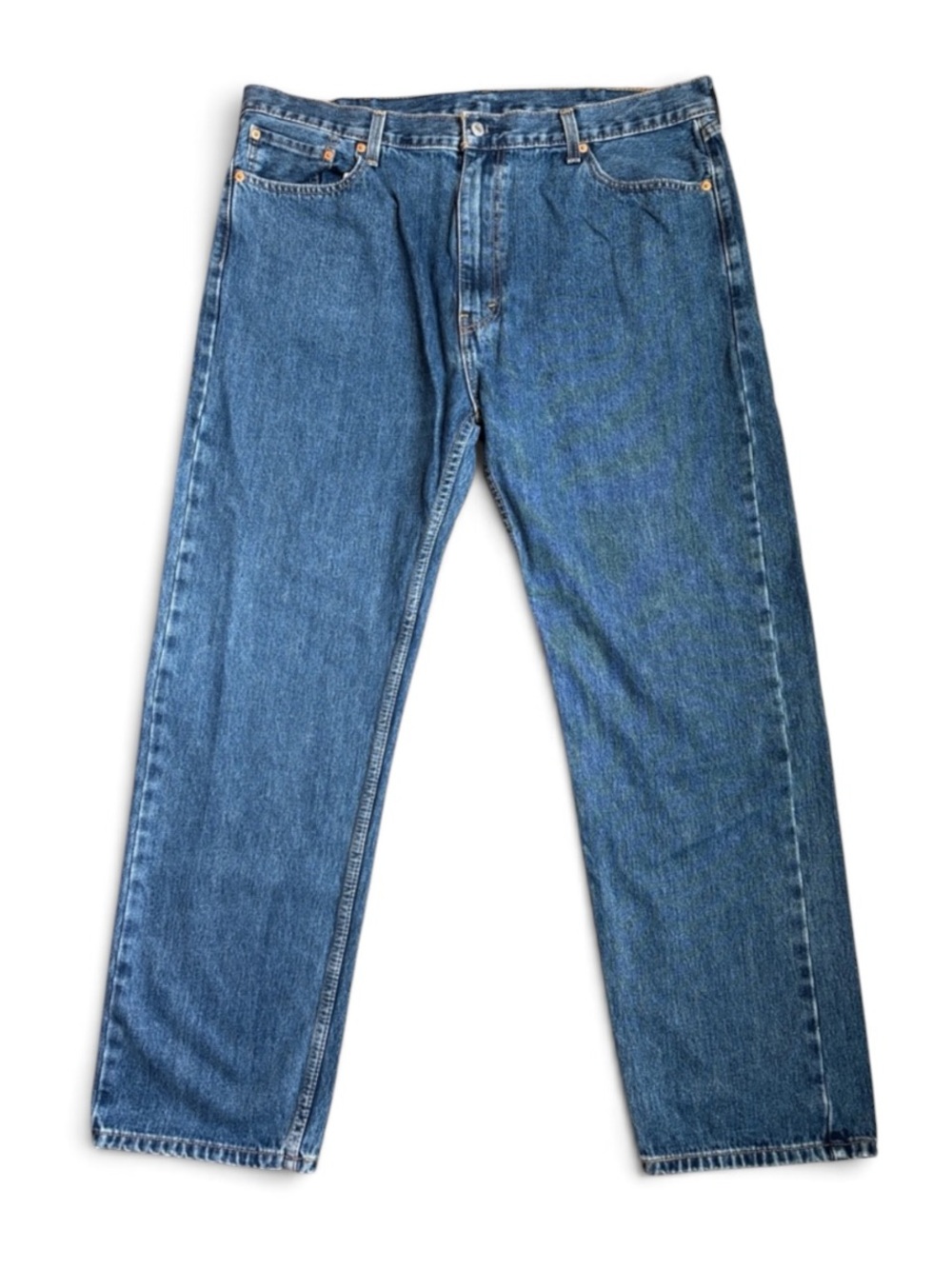 Levi’s 505 Classic Straight Leg Denim Jeans Men's 42x32 Dark Blue READ